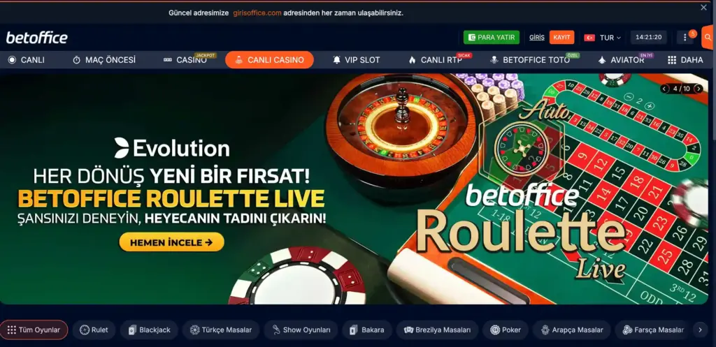 BetOffice Canlı Casino Oyunları